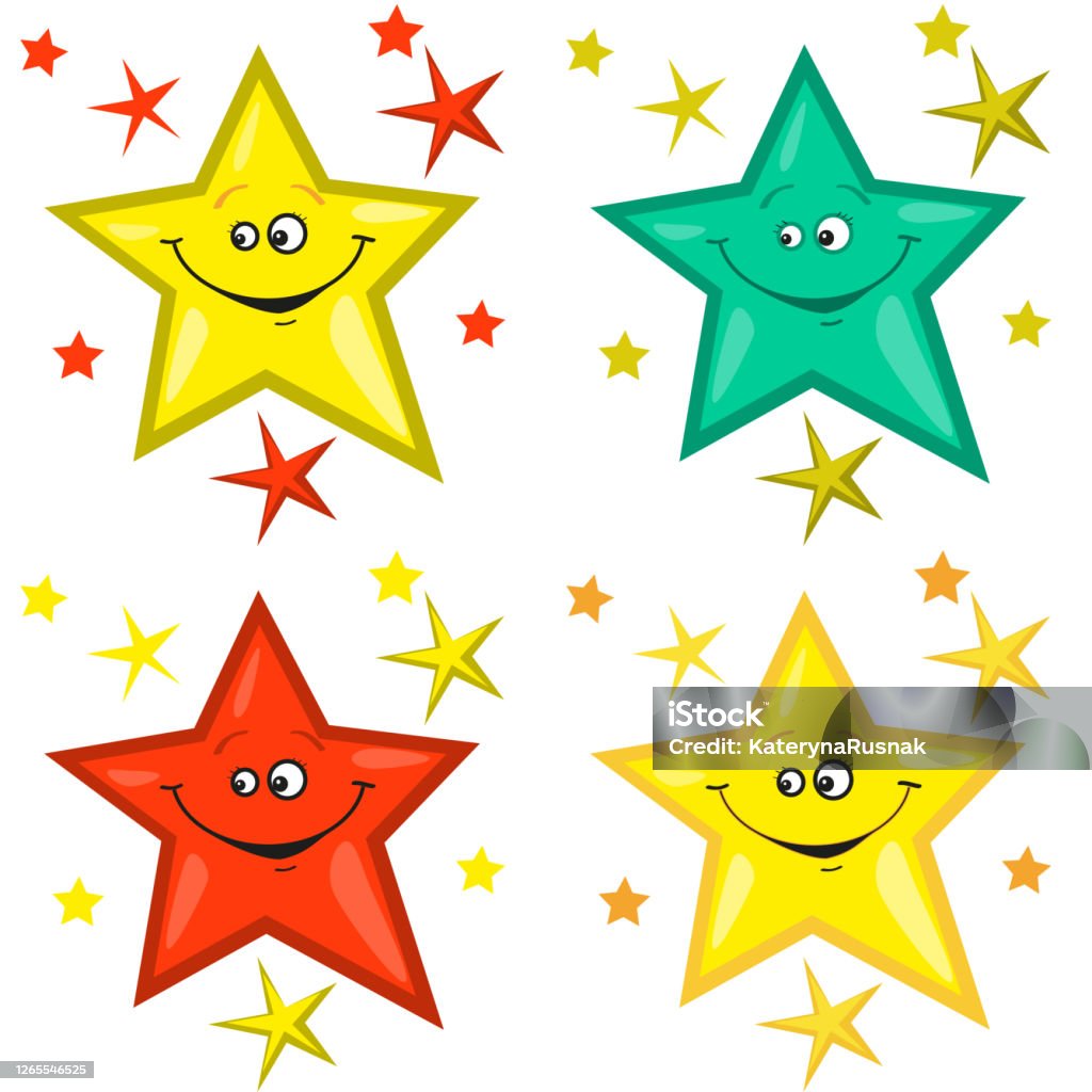 Ilustración de Feliz Estrella Un Conjunto De Estrellas Animadas Diseño  Plano Vector y más Vectores Libres de Derechos de Aislado - iStock