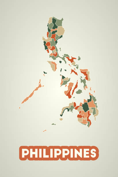 ilustrações, clipart, desenhos animados e ícones de pôster das filipinas em estilo retrô. - philippines map retro revival cartography