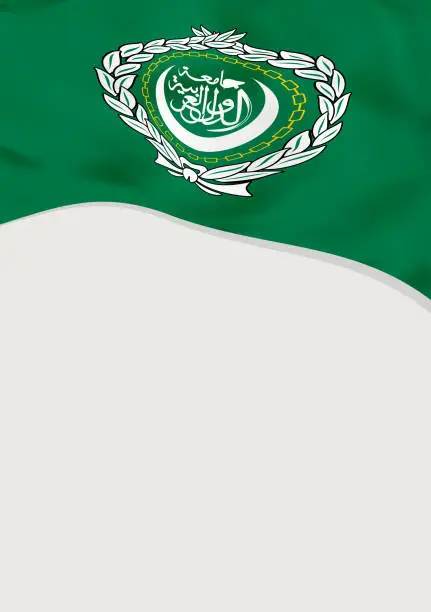 Vector illustration of Leaflet design with flag of Arab League. Vector template.