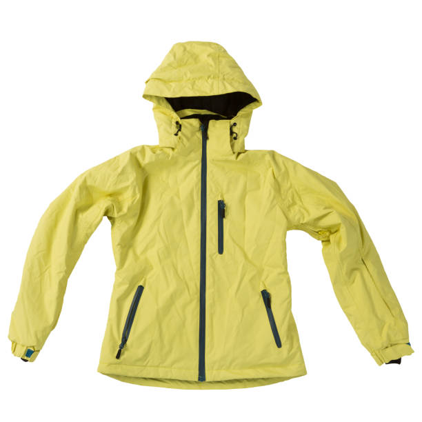 istock yellow women's winter jacket, folded with sleeves apart, on a white background 1265550256