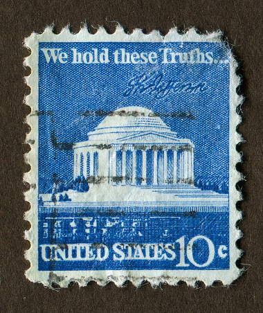 USA stamp: Shows We Hold These Truths, Jefferson Memorial illustration