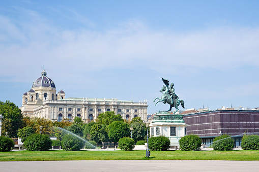 bronze equestrian statue of Archduke Charles in a beautiful summer's day