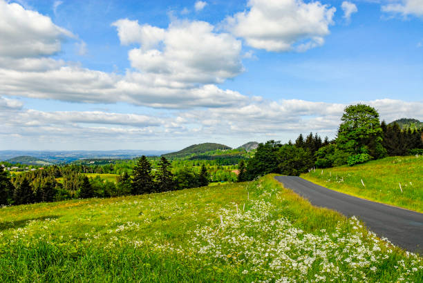Spring landscape in the Auvergne mountains
