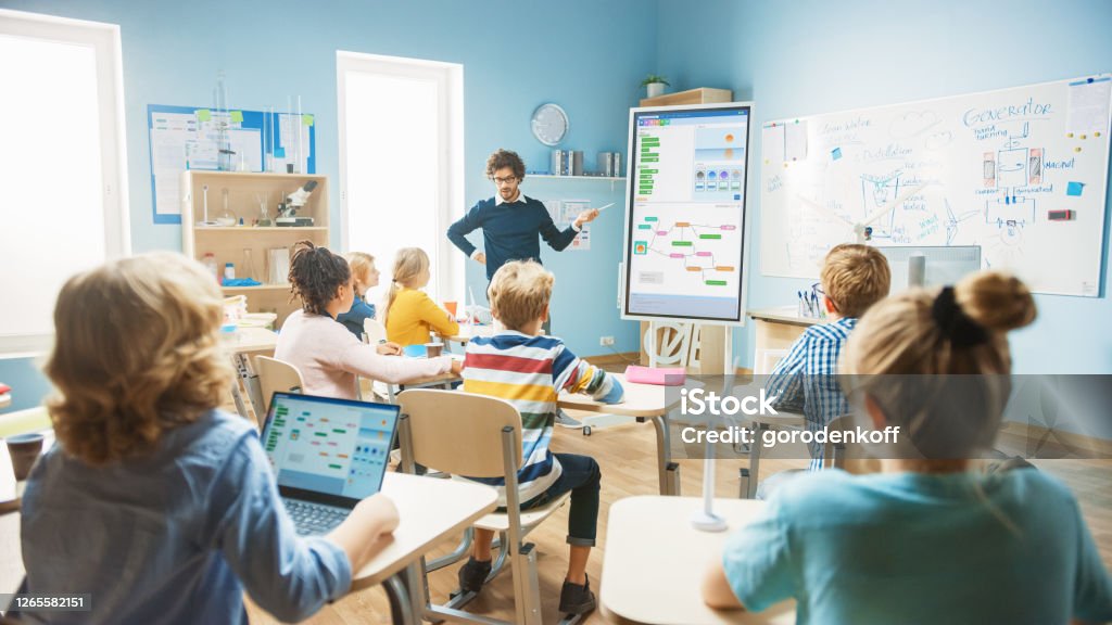 Classroom Computer Program Elementary Elementary School Computer Science Teacher Uses Interactive Digital ...