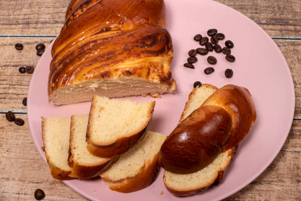 istock Tasty fragrant wicker bun for breakfast. 1265585060