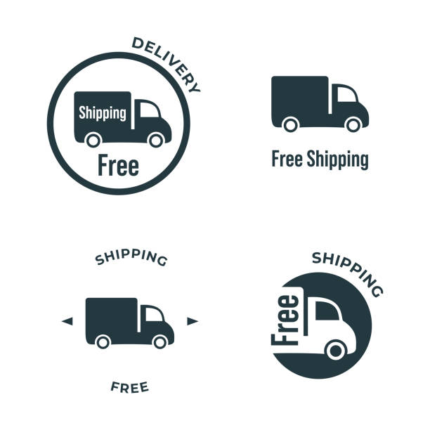 ilustrações de stock, clip art, desenhos animados e ícones de delivery truck icon. transportation service.  stamp. - postal worker truck driver delivering delivery person