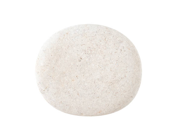 White grey round ball stone pebbles, isolated on white background