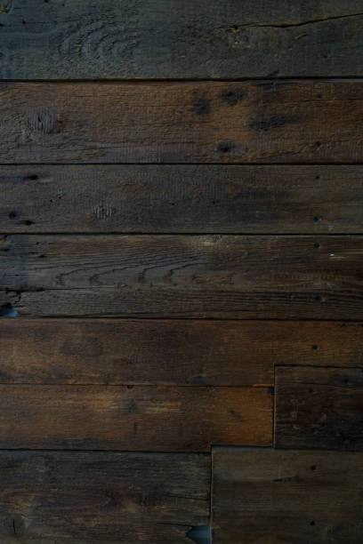 istock Old brown wooden wall background texture close up 1265590773