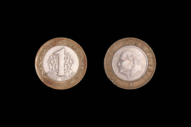 istock One lira coin. black background on both sides. Turkey 2009 1265594511