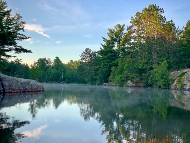 istock Morning fog on the lake 1265598490