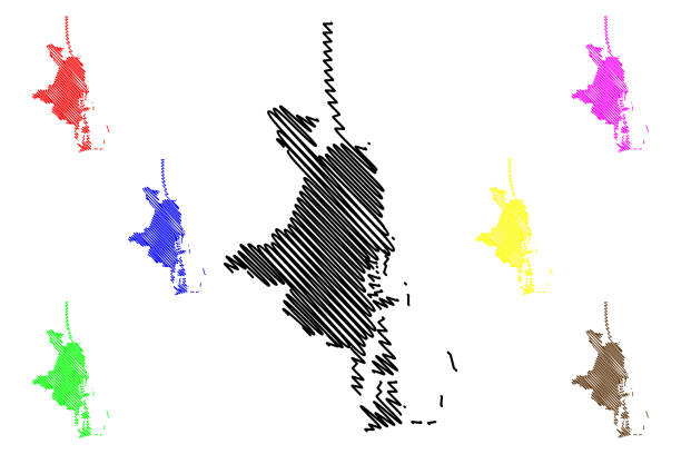 ilustrações de stock, clip art, desenhos animados e ícones de constanta city (republic of romania) map vector illustration, scribble sketch city of tomis map - constanta