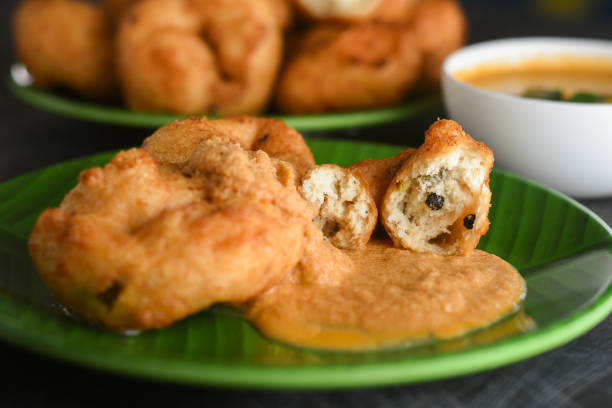 istock Medu Vada with tiffin sambar coconut chutney Indian fried snack 1265605105