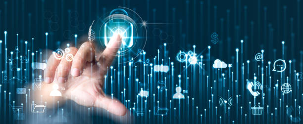 istock Panorama of abstract to protecting data personal information security and Cyber privacy data. Networking Technology and Padlock icons background. 1265607620