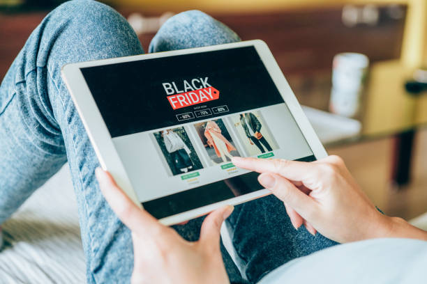 istock Woman shopping online on Black Friday. 1265609399