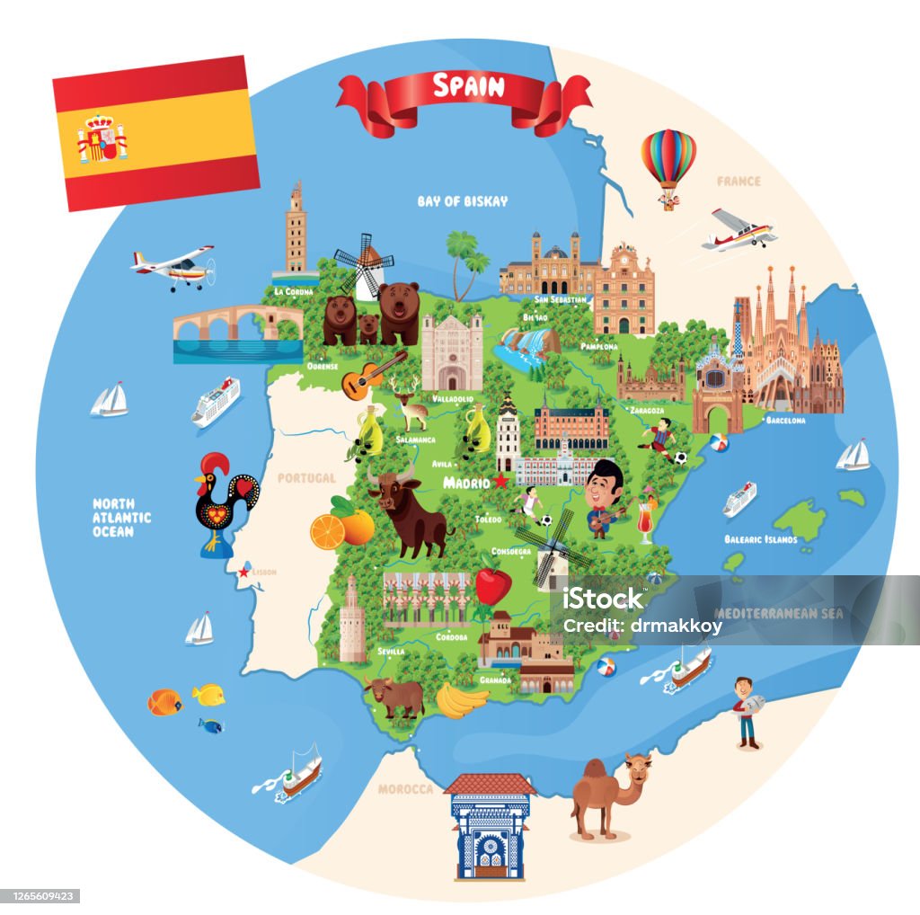 Spain Map - Royalty-free Banda desenhada - Produto Artístico arte vetorial