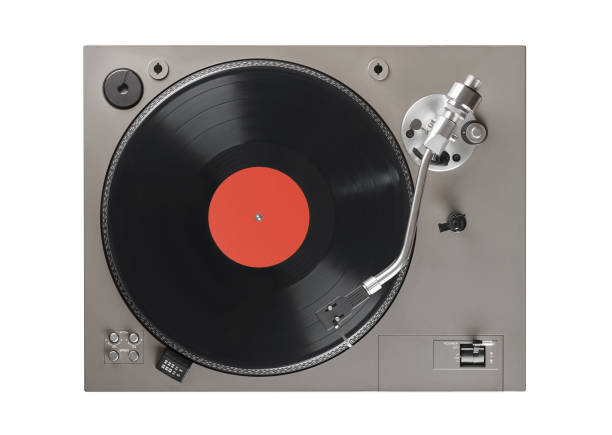 Close up retro record player
