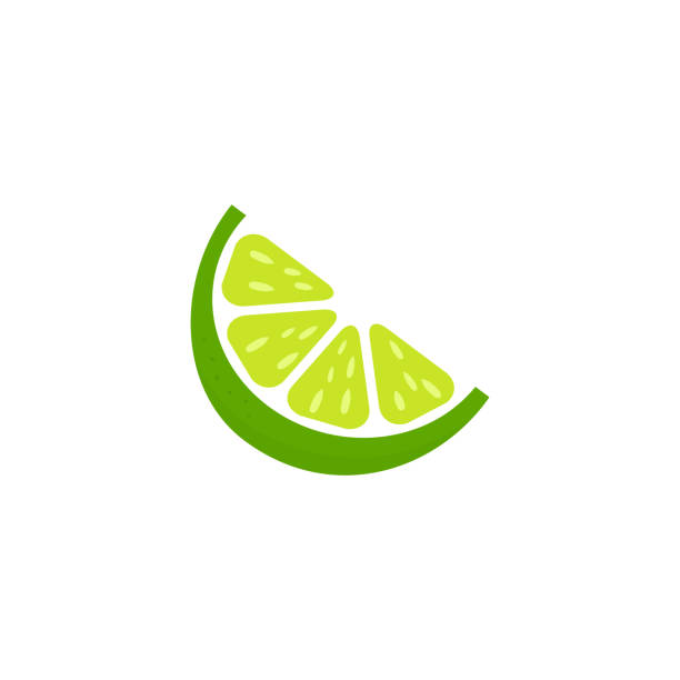 ilustraciones, imágenes clip art, dibujos animados e iconos de stock de icono de rodaja de cal. vector de paz de cal - lime wedge