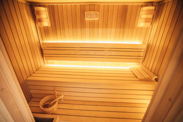 istock Inside of sauna in spa center 1265622021