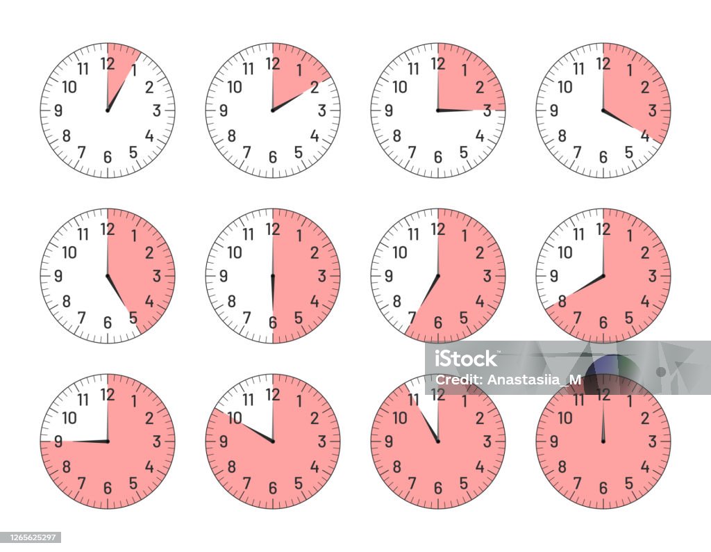 Anden klasse Bitterhed boks Clock Faces With Different Time Intervals Set Stock Illustration - Download  Image Now - Accuracy, Alarm Clock, Analog - iStock