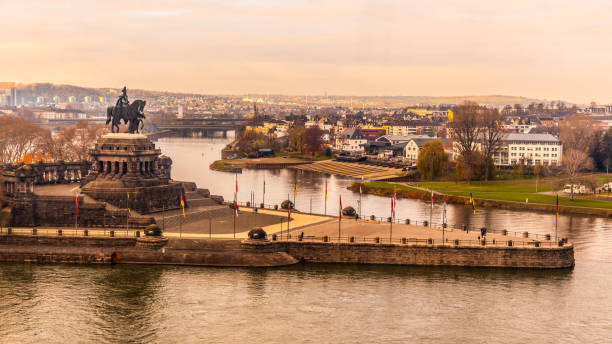 istock German Corner, German: Deutches Eck, Headland at Mosel and Rhine river confluence with monumental equestrian statue of William I. Koblenz, Germany. 1265626600