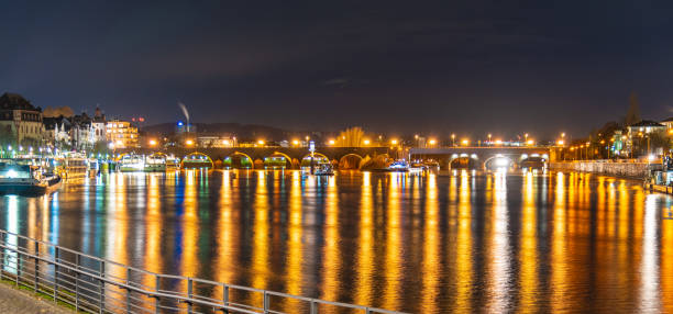 istock Baldwin Bridge, German: Balduinbrucke. Medieval stone bridge in Koblenz by night, Germany 1265627324