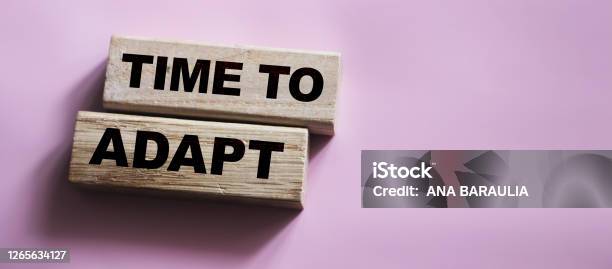 Time To Adapt On Wooden Blocks New Normal Word Concept Business Crisis Concept Stock Photo - Download Image Now