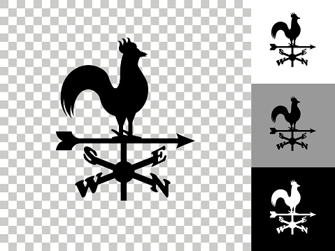 Weather Vane Icon on Checkerboard Transparent Background. This 100% royalty free vector illustration is featuring the icon on a checkerboard pattern transparent background. There are 3 additional color variations on the right..