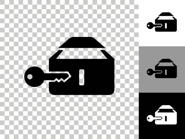 ilustrações, clipart, desenhos animados e ícones de ícone da caixa de depósito seguro no fundo transparente do checkerboard - caixa de depósito de cofre