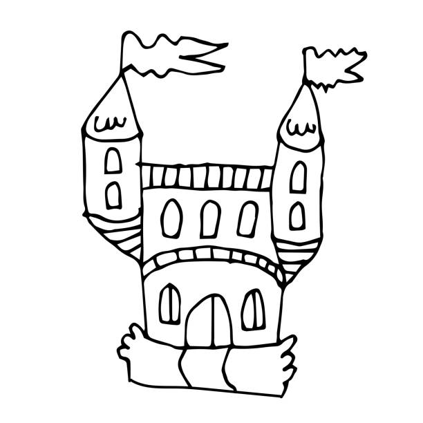 225 Cartoon Hand Drawing Color Castle Illustration Illustrations & Clip Art  - iStock