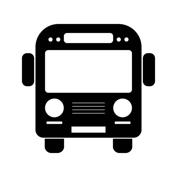 ilustraciones, imágenes clip art, dibujos animados e iconos de stock de icono plano del autobús de la escuela negra sobre el fondo blanco - shuttle bus vector isolated on white bus