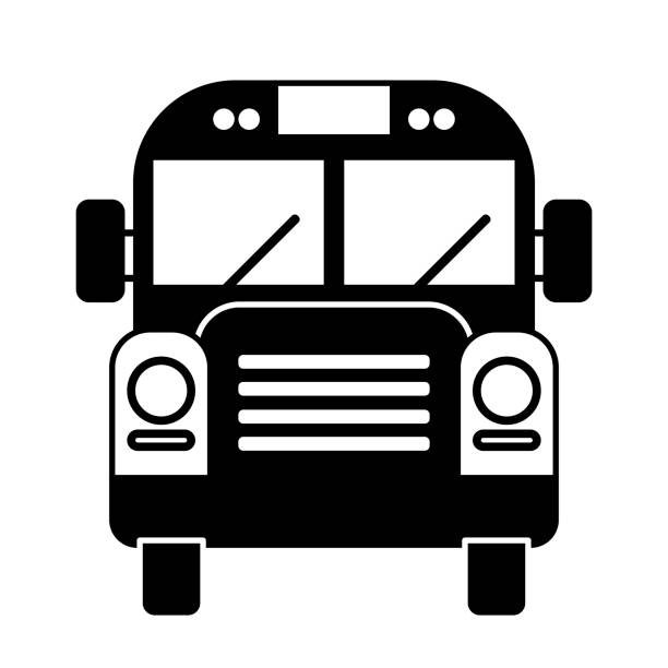 ilustraciones, imágenes clip art, dibujos animados e iconos de stock de icono de autobús de la escuela negra en estilo plano. ilustración vectorial de bus automático sobre fondo aislado. - shuttle bus vector isolated on white bus