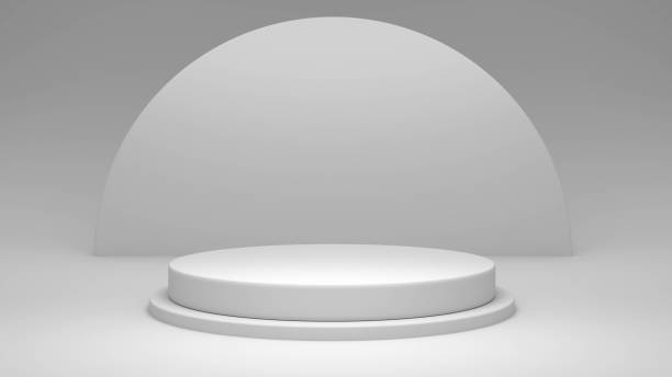 istock Pedestal of Platform display with modern stand podium on white color background. 3D rendering. 1265649955