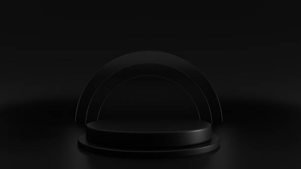istock Pedestal display on dark background cylinder stand concept. Blank product 3D rendering 1265649995