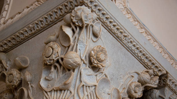 istock Floral Stone Carving On Wall 1265650296