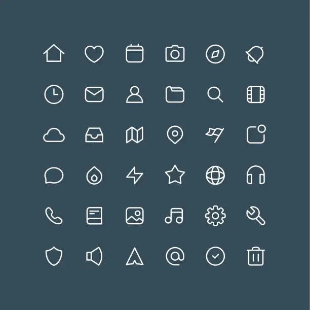 Vector illustration of Collection User Interface Outline Icons Editable Stroke