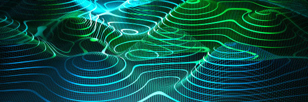 istock Abstract Landscape in green and blue with contour lines - banner size - selective focus 1265651754