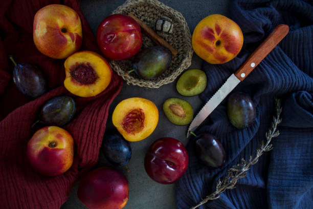 istock Fresh fruits on a table. Top view photo. 1265653577