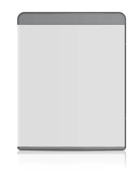 Blank Blu-ray case white. Illustration 3D rendering. Isolated on white background.
