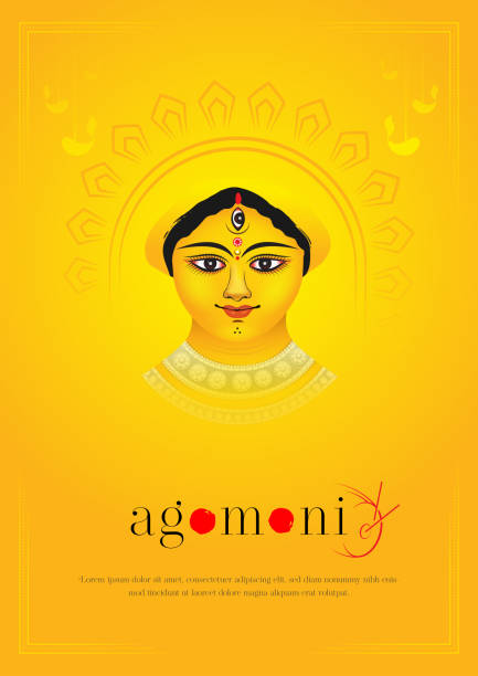 Durga Puja Agomoni A4 Poster Background Durga Puja Agomoni A4 Poster Background Template Vector Illustration durga stock illustrations