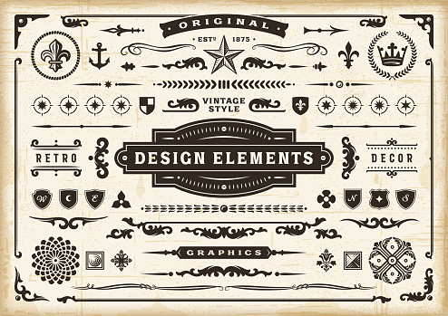 A set of vintage original design elements. EPS10 editable vector illustration with transparency.