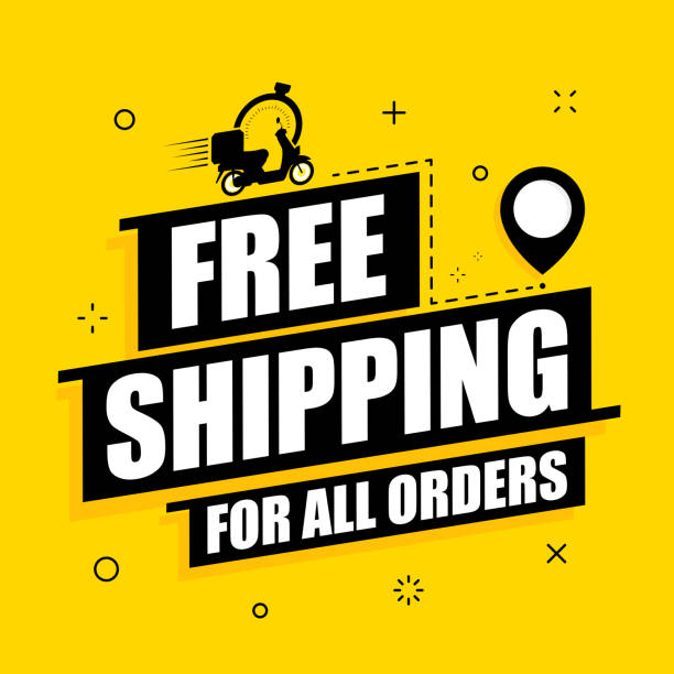 Free Shipping On A Yellow Background With A Scooter Free Shipping