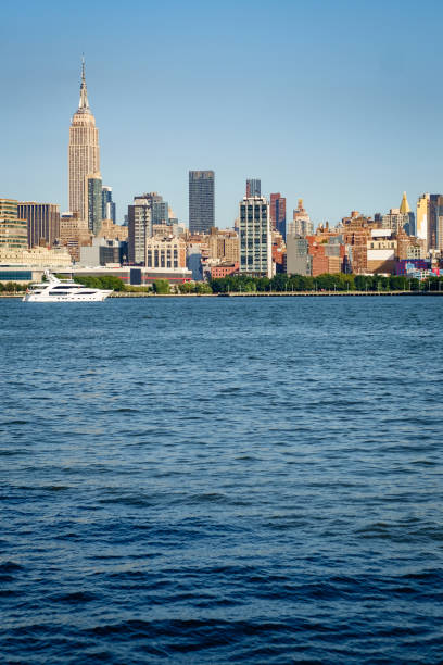 Beautiful New York City skyline against summer blue sky