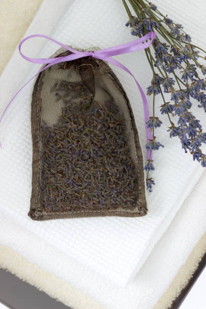 istock Lavender sachet, lavender bouquet, cotton towels in a box. 1265682405