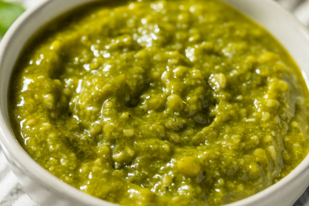 istock Fresh Green Organic Basil Pesto Sauce 1265683572