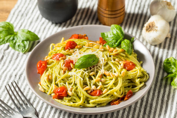 istock Healthy Homemade Basil Pesto Pasta 1265684200