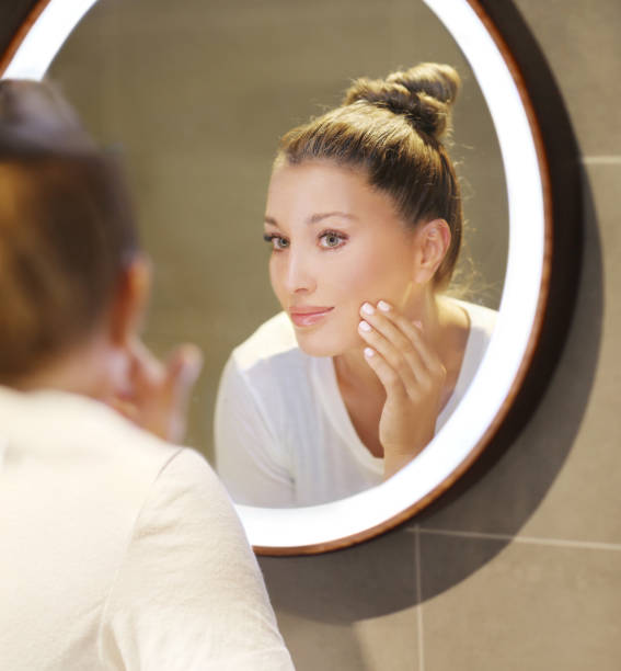 istock Magic anti-aging cream.Applying the cream 1265697000