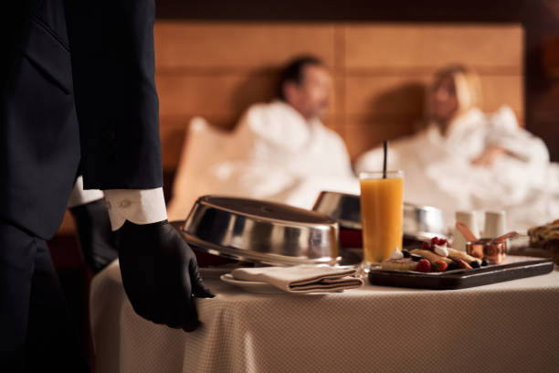 istock Beautifully served breakfast on the trolley table 1265700408