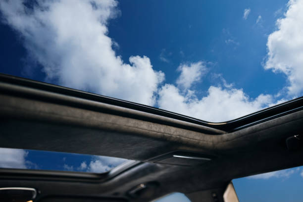 istock Panoramic glass sun roof in the car 1265702626