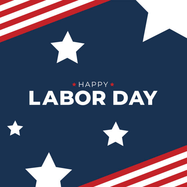 istock Happy Labor Day Vector Text With Patriotic American Flag Stripes and Stars Background, Square Social Media Banner Illustration 1265710908
