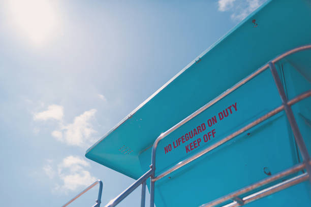 Blue Lifeguard Tower - No Lifeguard on duty, keep off in Santa Cruz, CA, United States